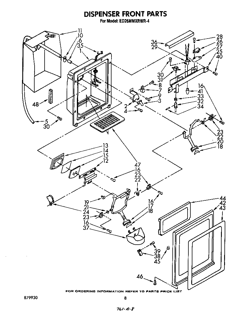 Whirlpool ED26MMXRWR4 dispenser front diagram