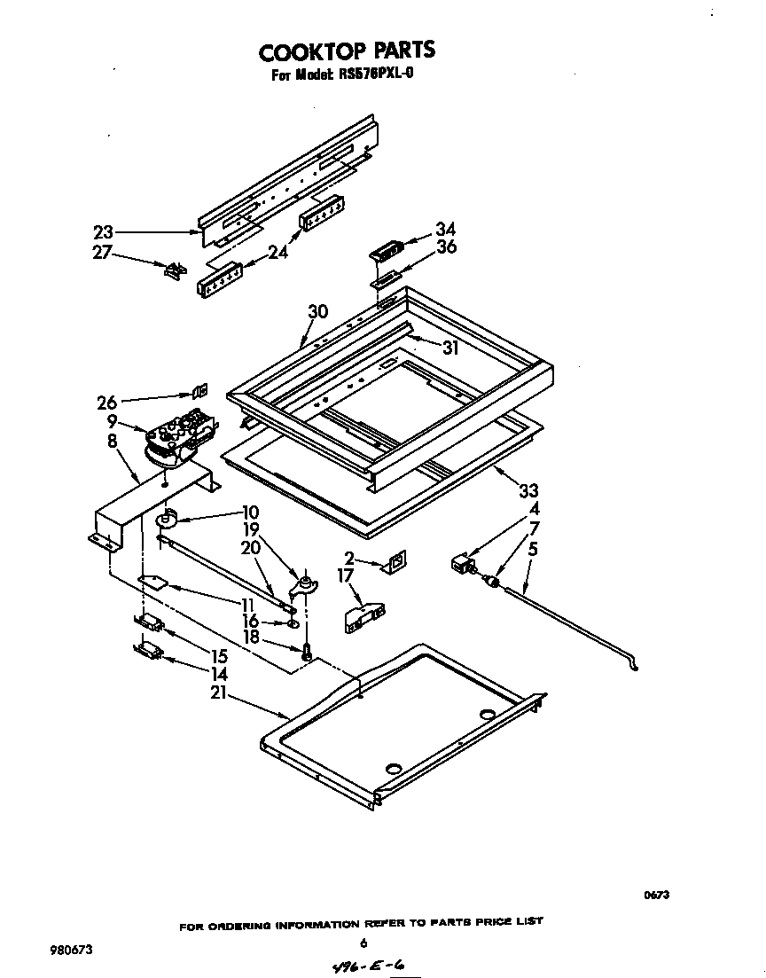 Whirlpool RS576PXL0 cooktop diagram
