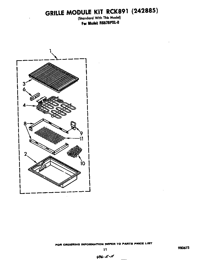 Whirlpool RS576PXL0 grille kit rck 891 (242885) diagram