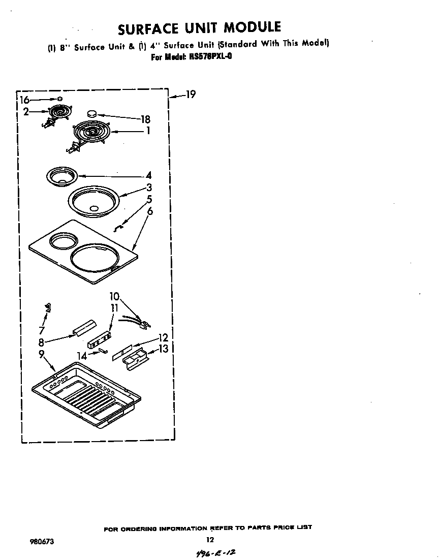 Whirlpool RS576PXL0 surface unit diagram