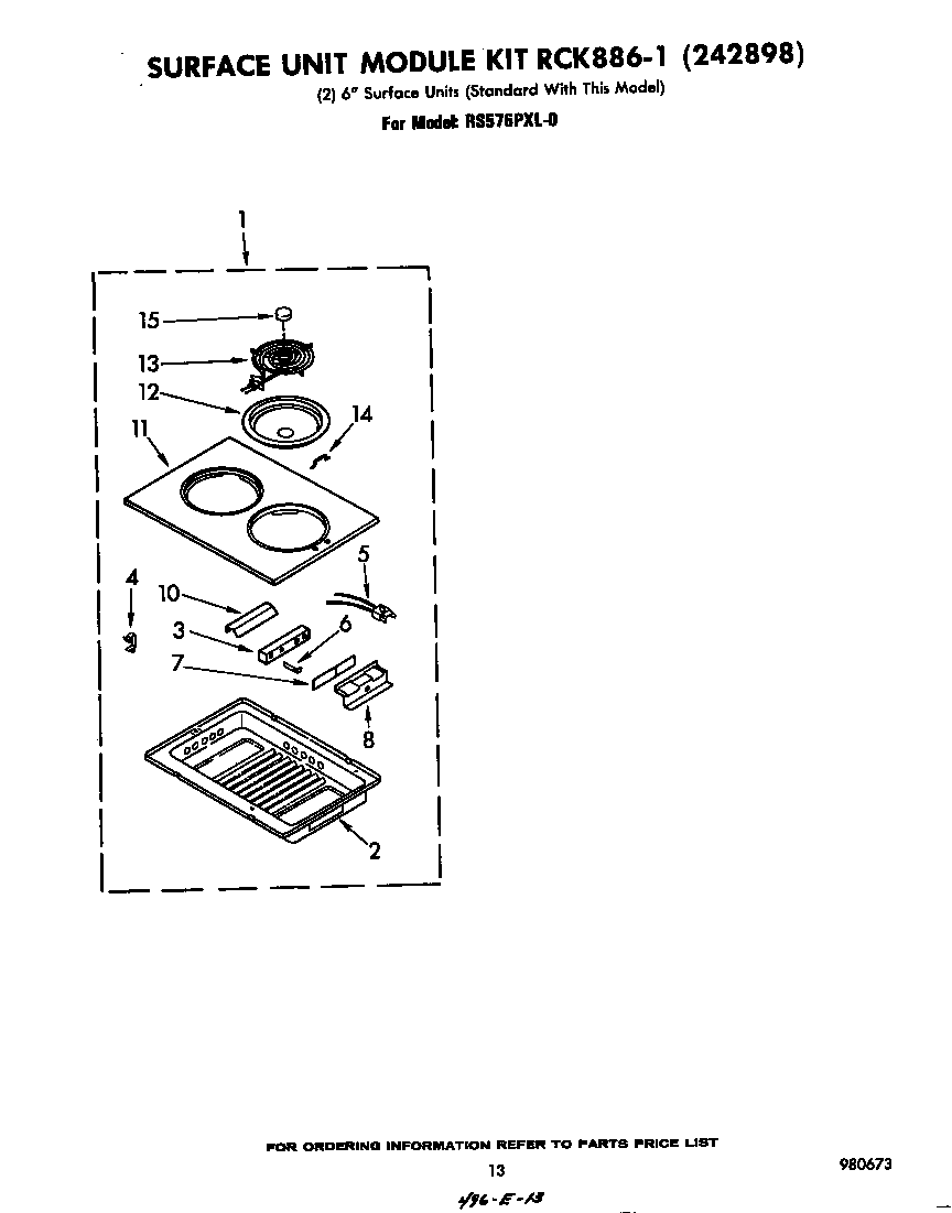 Whirlpool RS576PXL0 surface unit rck 886-1 (242898) diagram