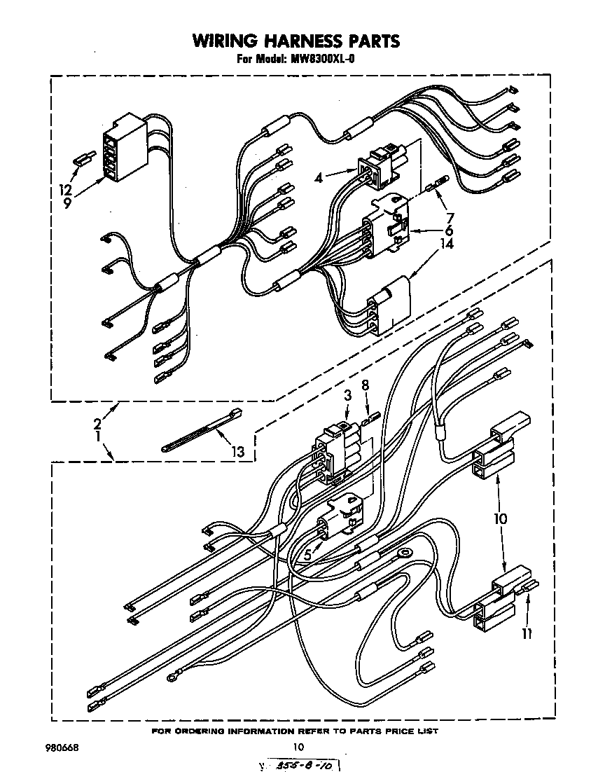 Whirlpool MW8300XL0 wiring harness diagram