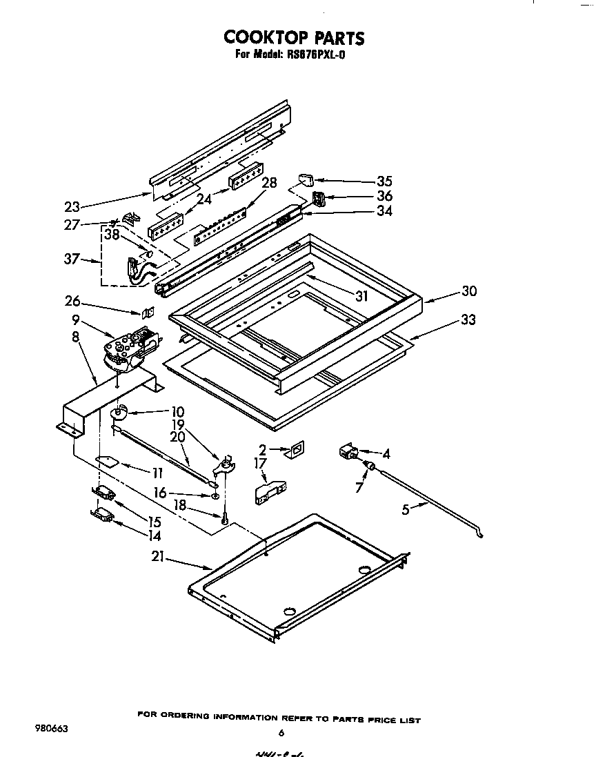 Whirlpool RS676PXL0 cooktop diagram