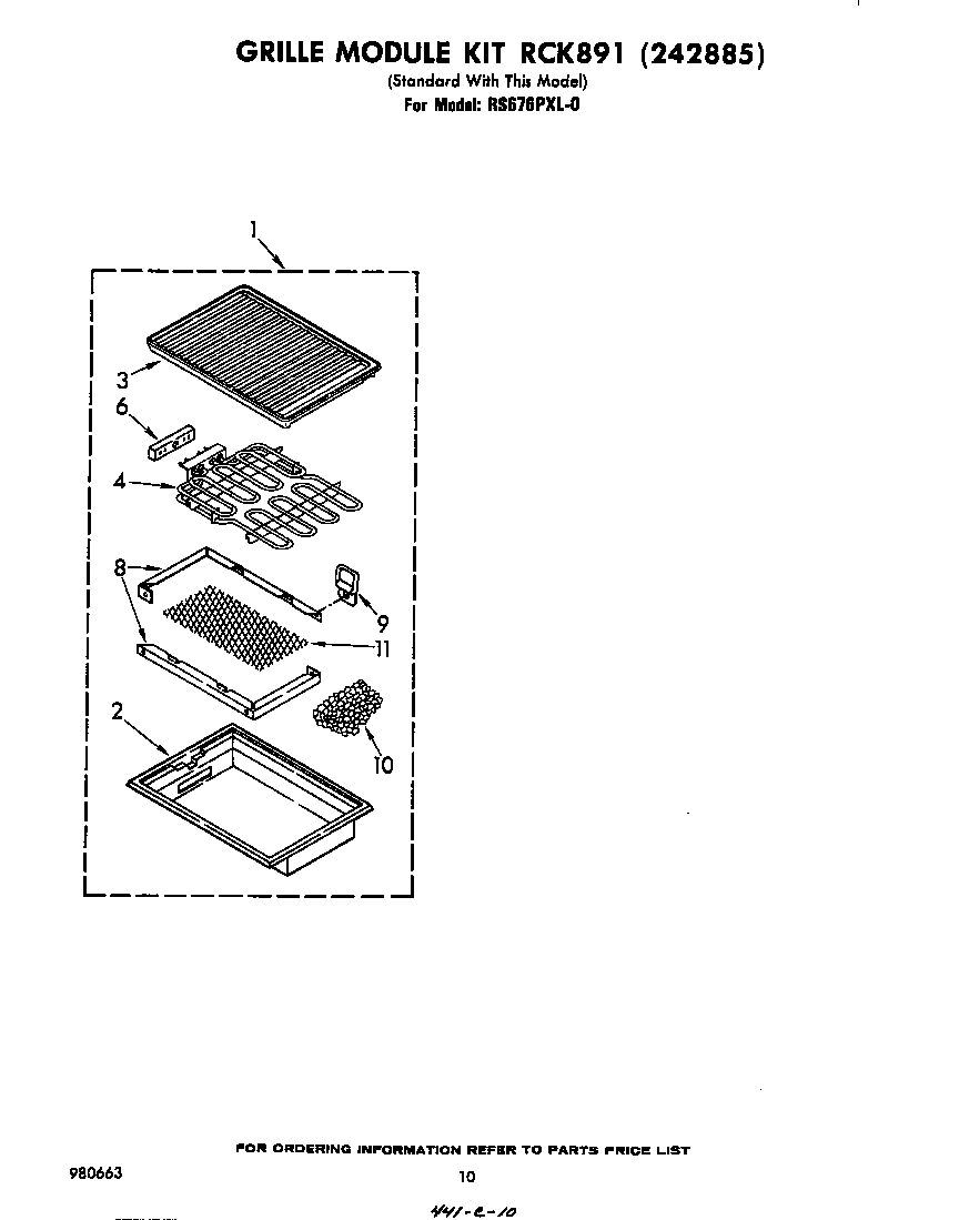 Whirlpool RS676PXL0 grill kit rck891 diagram