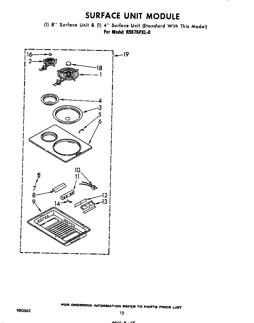 Whirlpool RS676PXL0 surface unit diagram