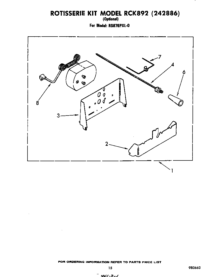 Whirlpool RS676PXL0 rotisserie kit rck892 diagram