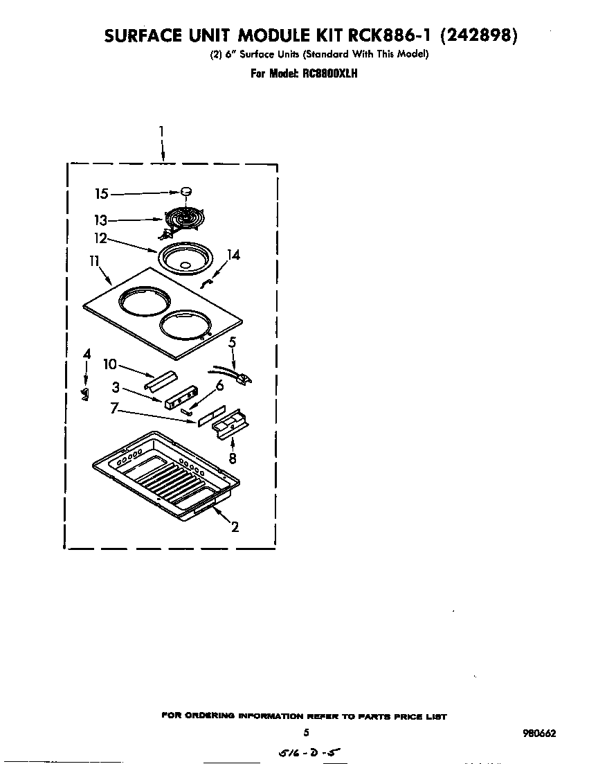 Whirlpool RC8800XLH surface unit rck886-1 (242898) diagram