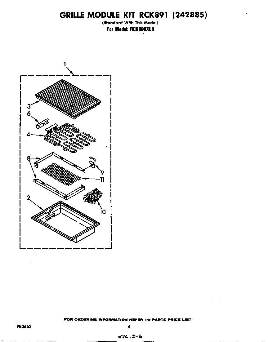 Whirlpool RC8800XLH grille kit rck 891 (242885) diagram