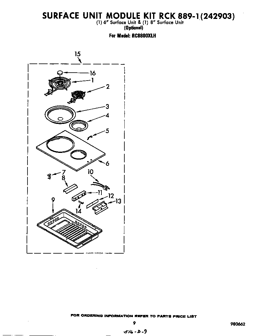 Whirlpool RC8800XLH surface unit rck 889-1 (242903) diagram