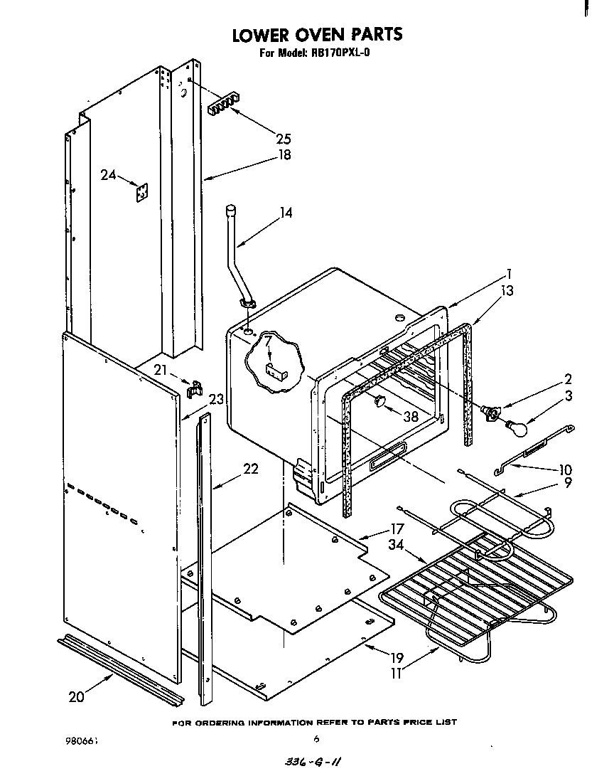 Whirlpool RB170PXL0 lower oven diagram
