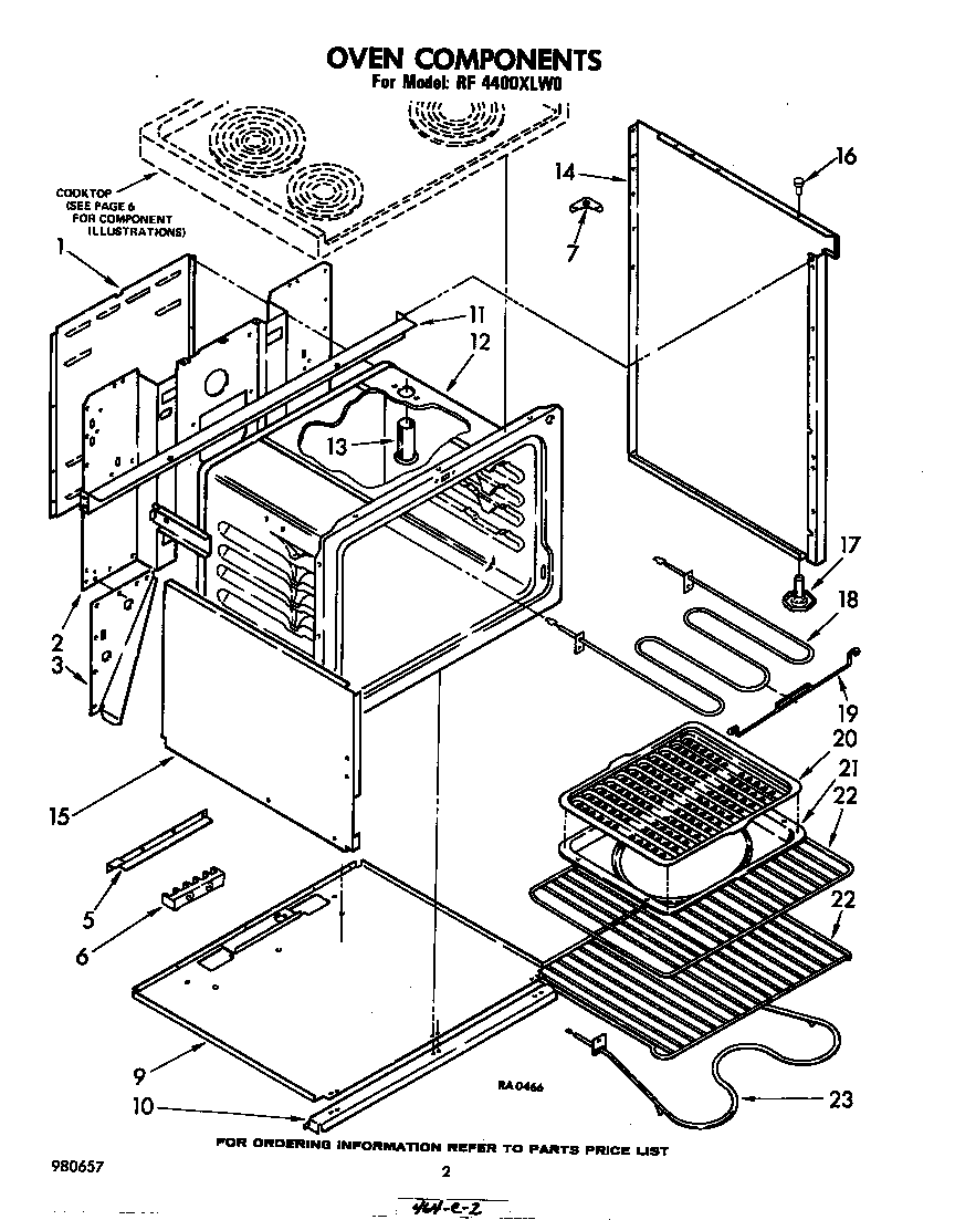 Whirlpool RF4400XLW0 oven diagram