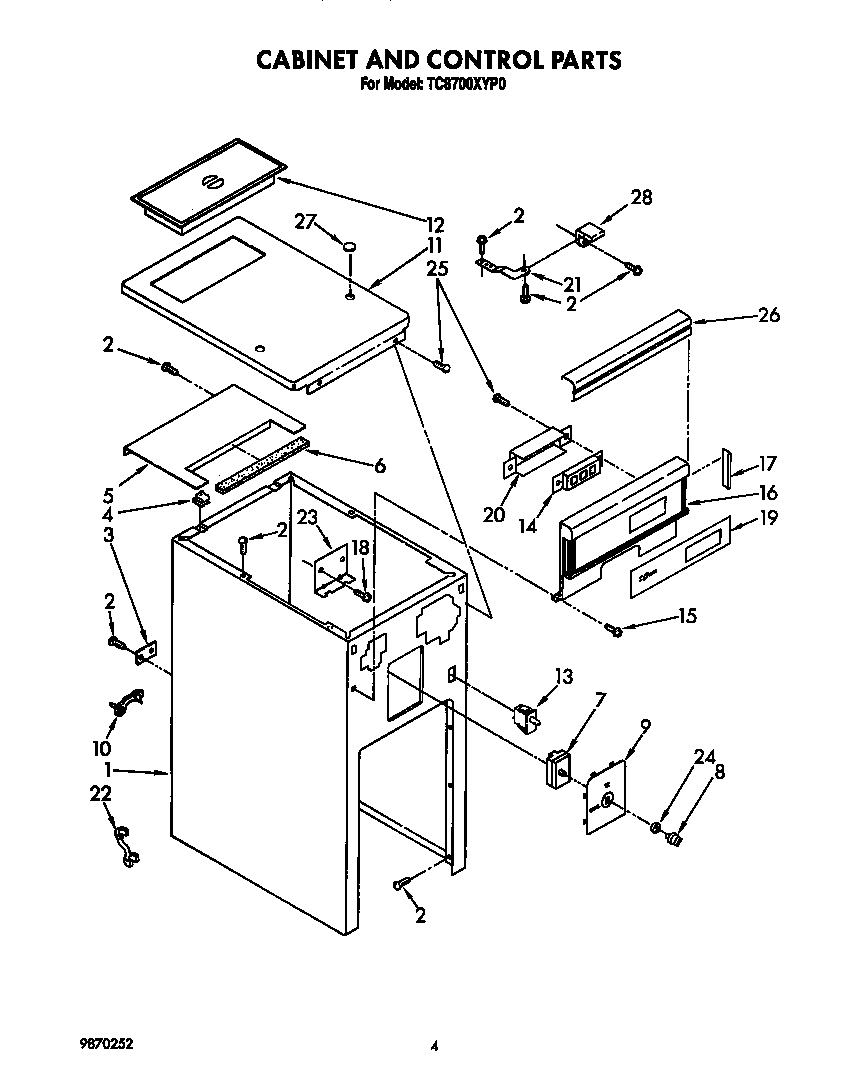 Whirlpool TC8700XYP0 cabinet and control diagram