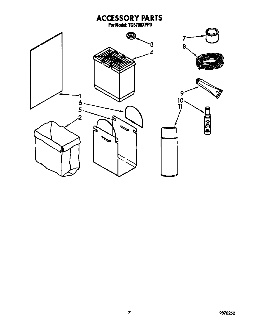 Whirlpool TC8700XYP0 accessory diagram