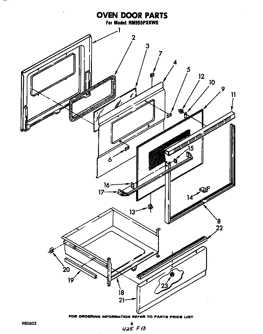 Whirlpool RM955PXKW0 oven door diagram