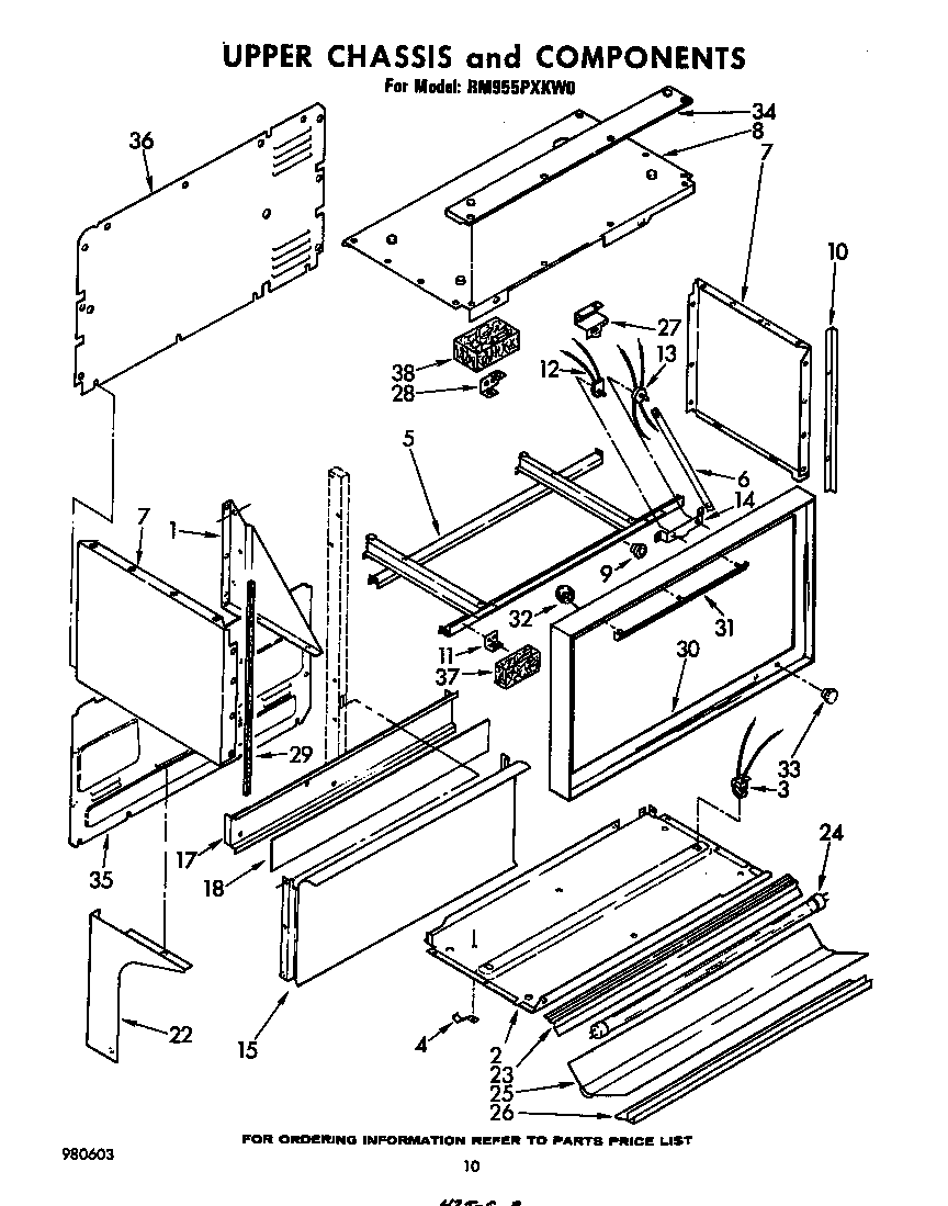 Whirlpool RM955PXKW0 upper chassis and components diagram