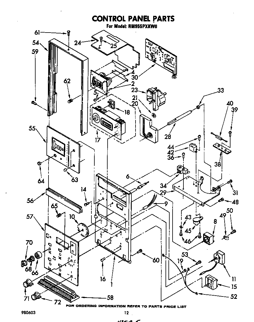 Whirlpool RM955PXKW0 control panel diagram