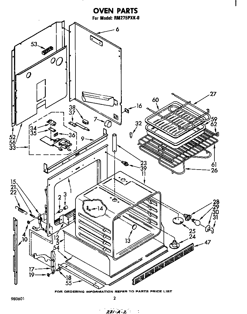 Whirlpool RM275PXK0 oven diagram
