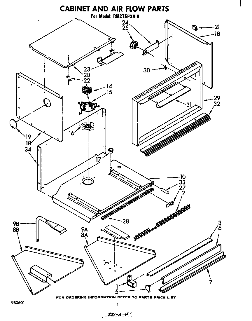 Whirlpool RM275PXK0 cabinet and air flow diagram