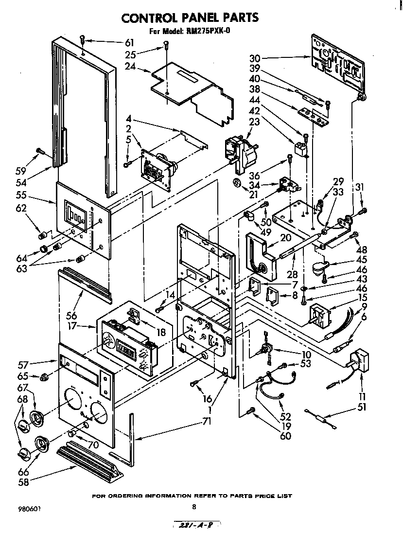 Whirlpool RM275PXK0 control panel diagram