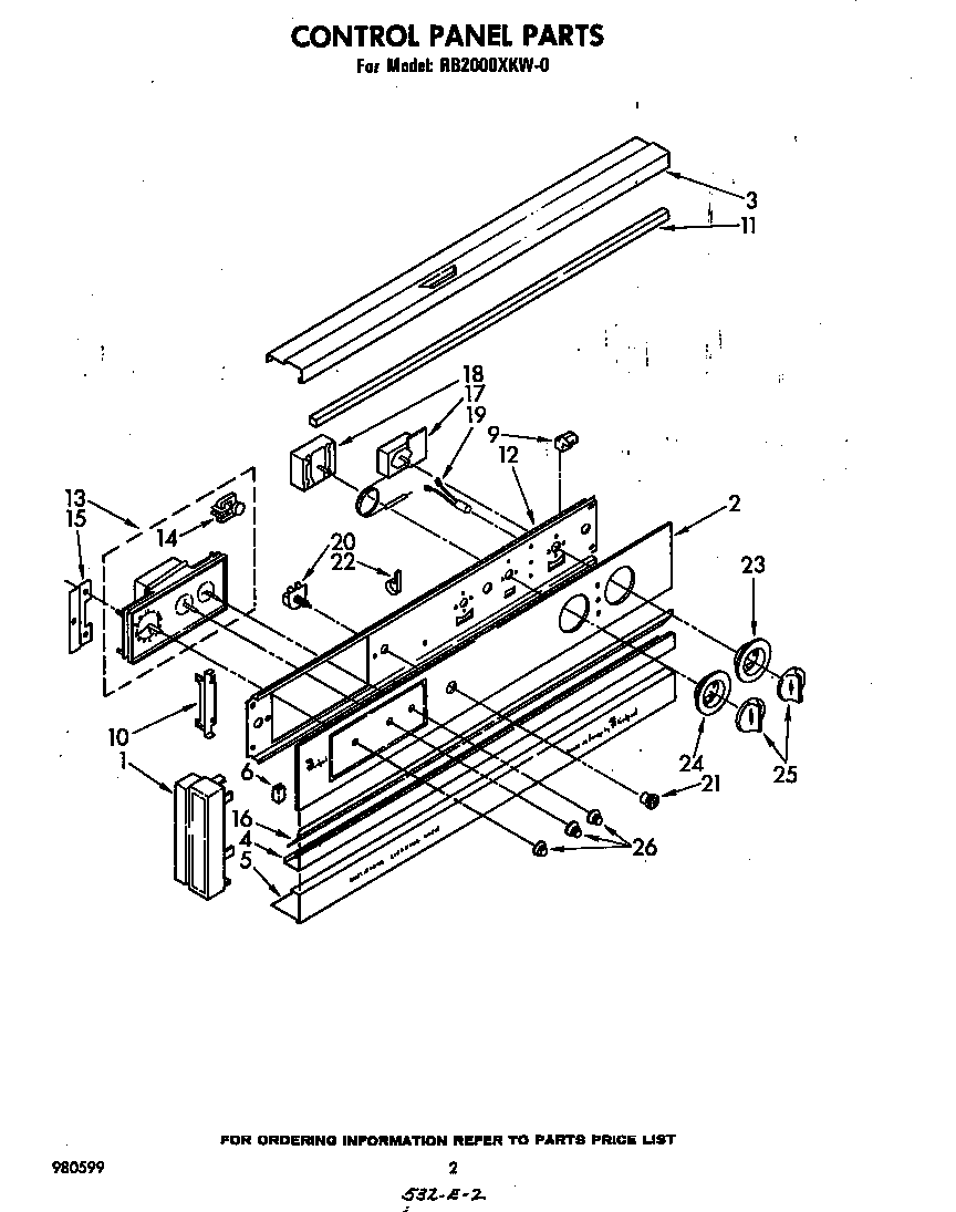 Whirlpool RB2000XKW0 control panel diagram