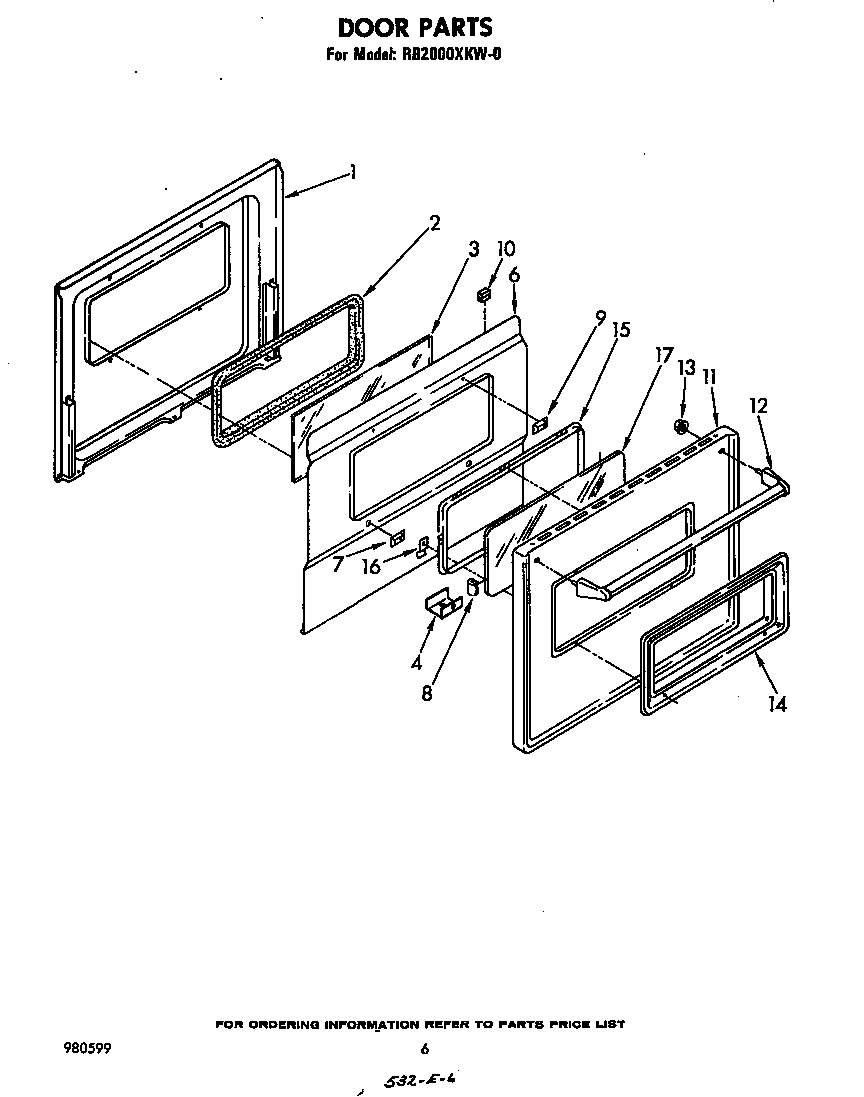 Whirlpool RB2000XKW0 door diagram