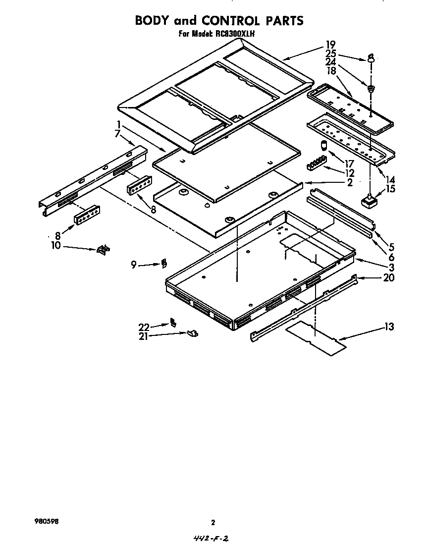 Whirlpool RC8300XLH body and control diagram