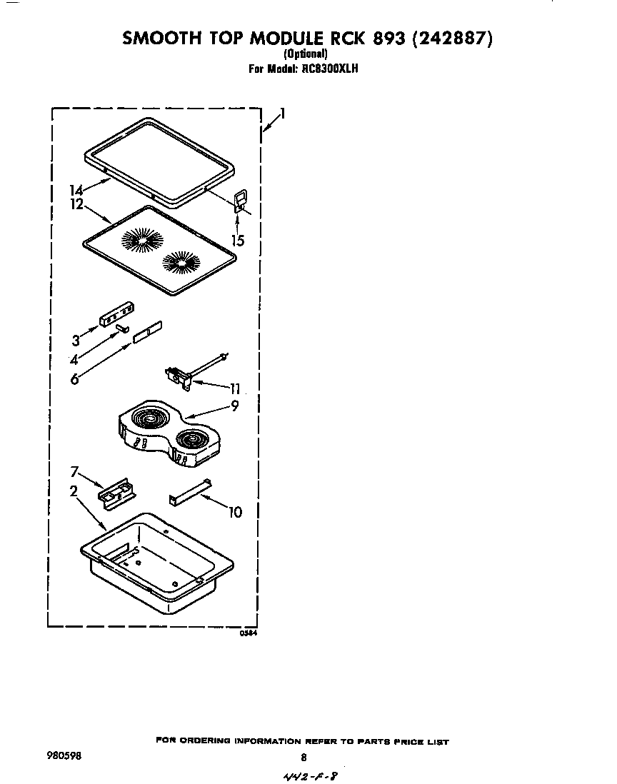 Whirlpool RC8300XLH smooth top rck 893 diagram