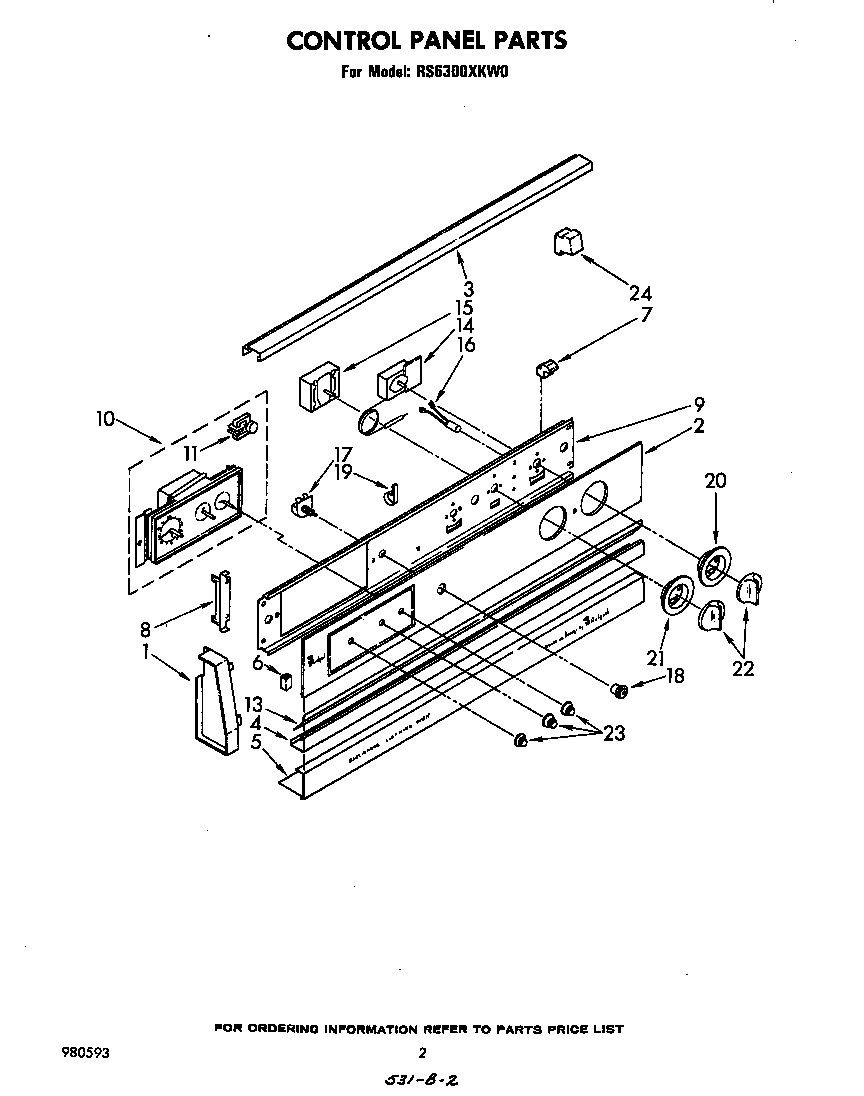 Whirlpool RS6300XKW0 control panel diagram