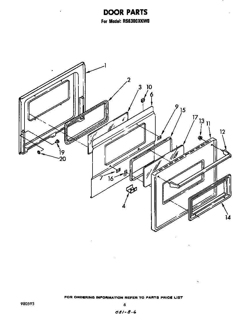 Whirlpool RS6300XKW0 door diagram