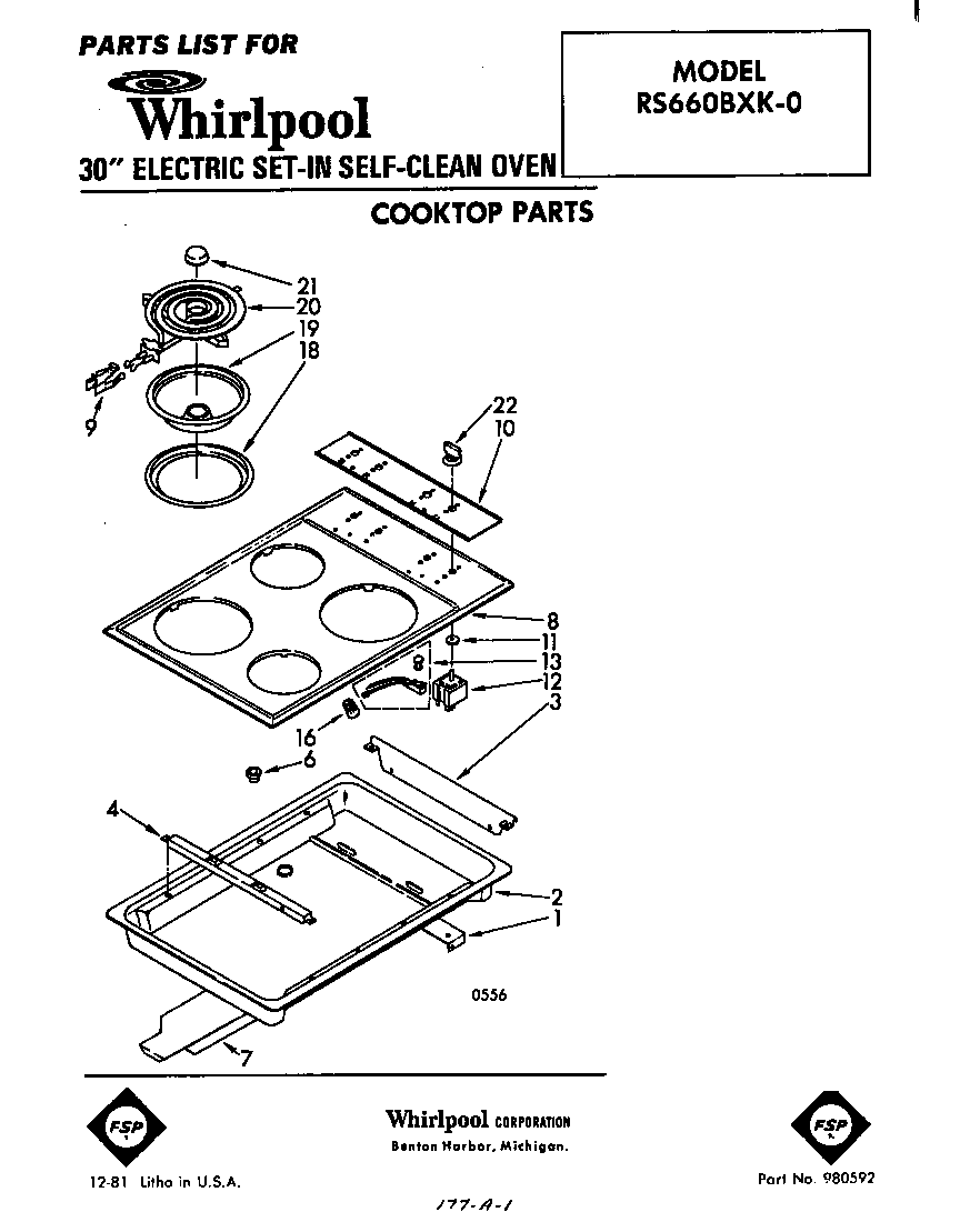 Whirlpool RS660BXK0 front cover diagram