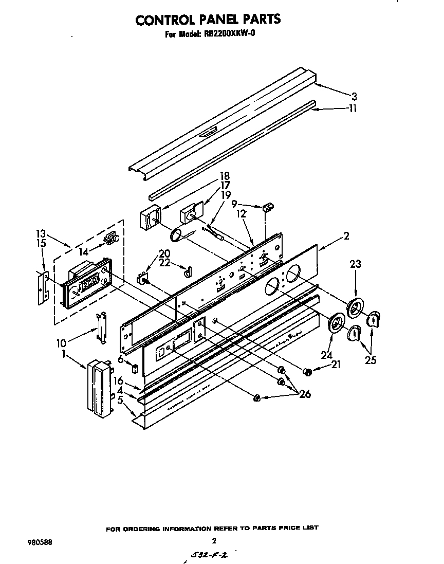 Whirlpool RB2200XKW0 control panel diagram