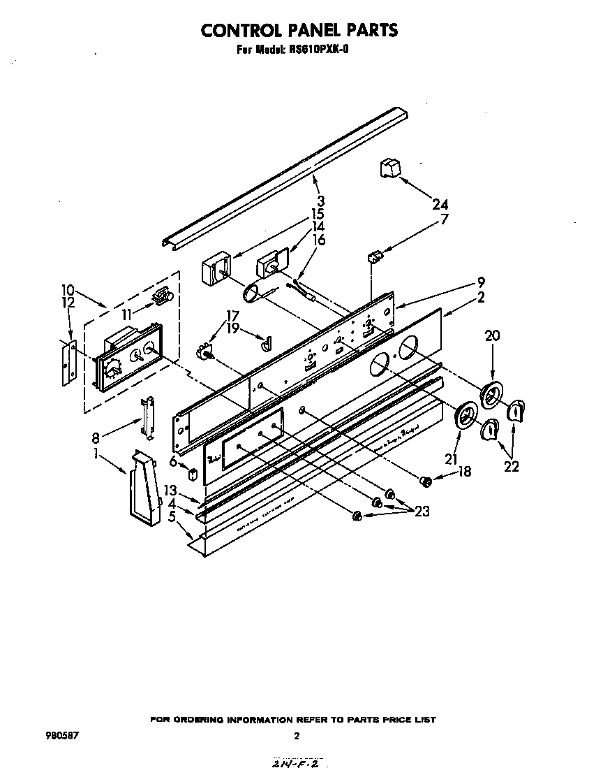 Whirlpool RS610PXK0 control panel diagram