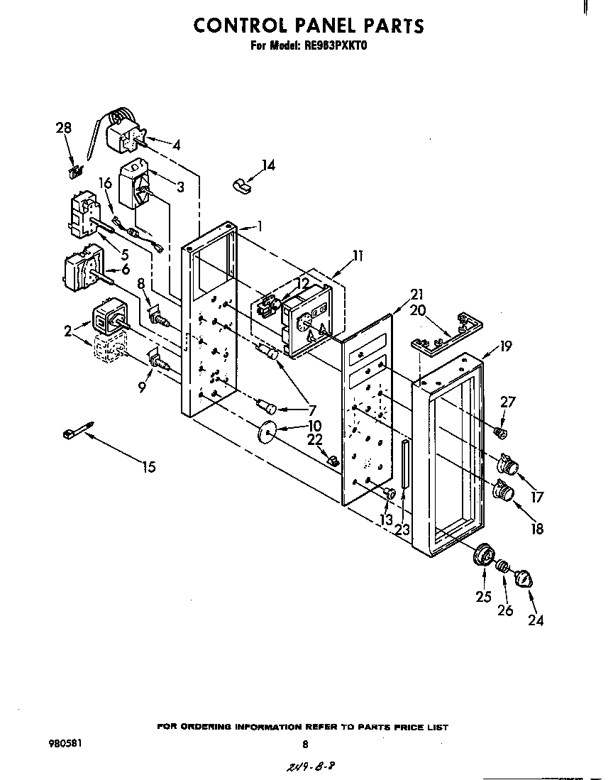 Whirlpool RE963PXKT0 control panel diagram
