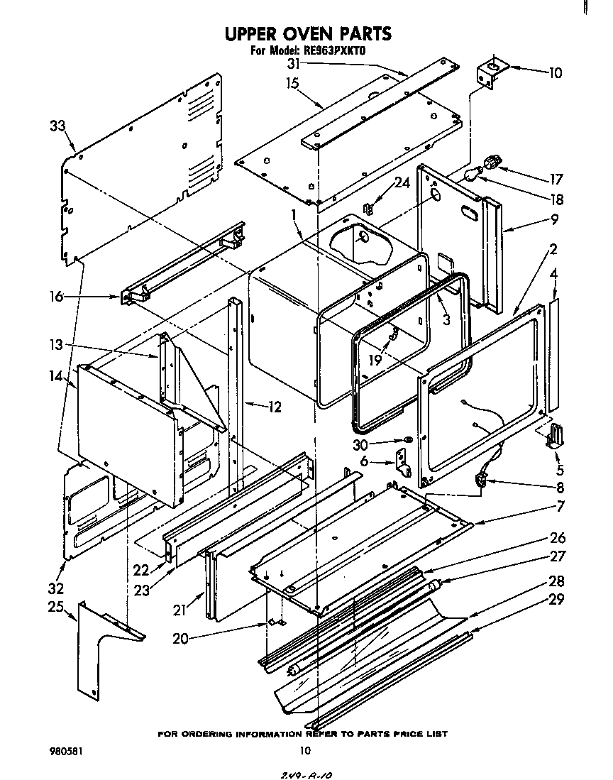 Whirlpool RE963PXKT0 upper oven diagram