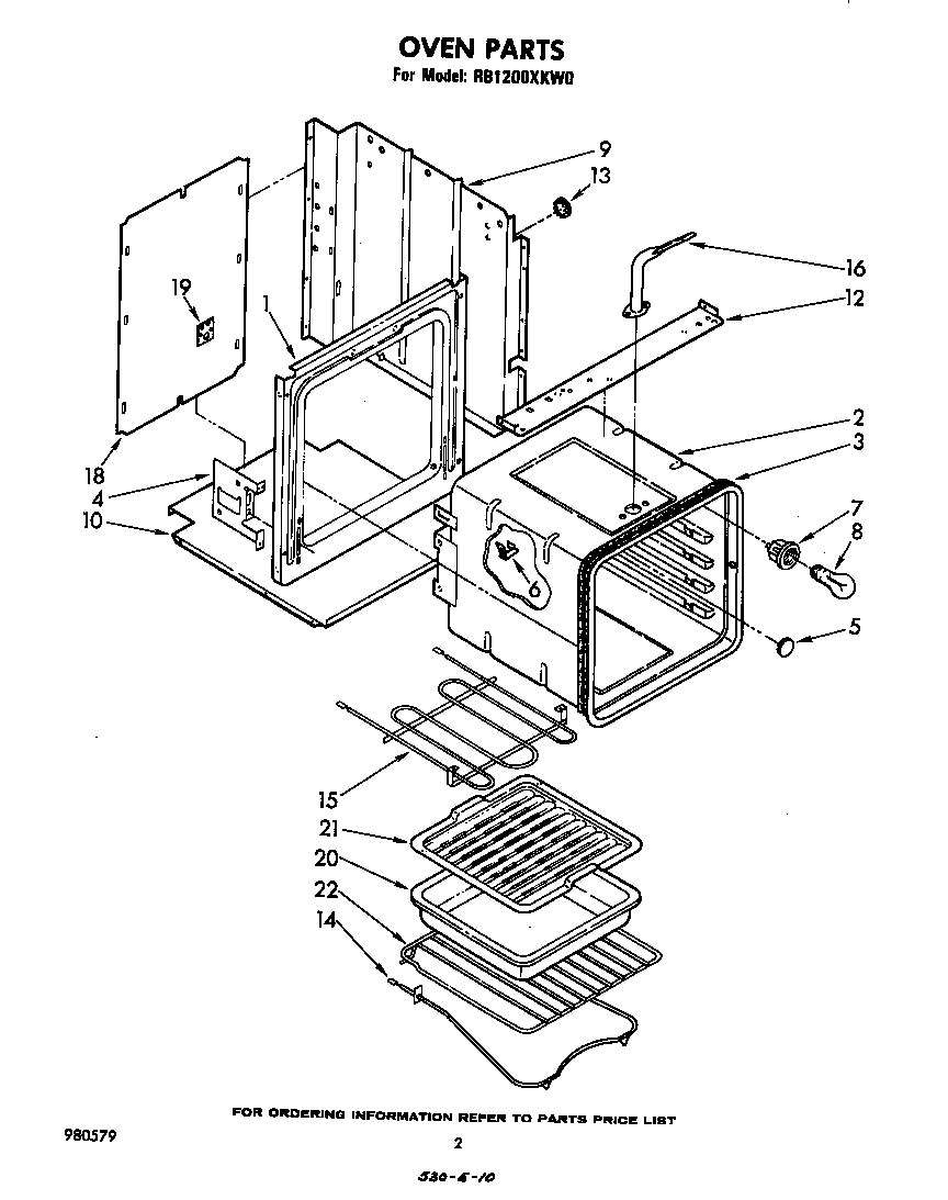 Whirlpool RB1200XKW0 oven diagram