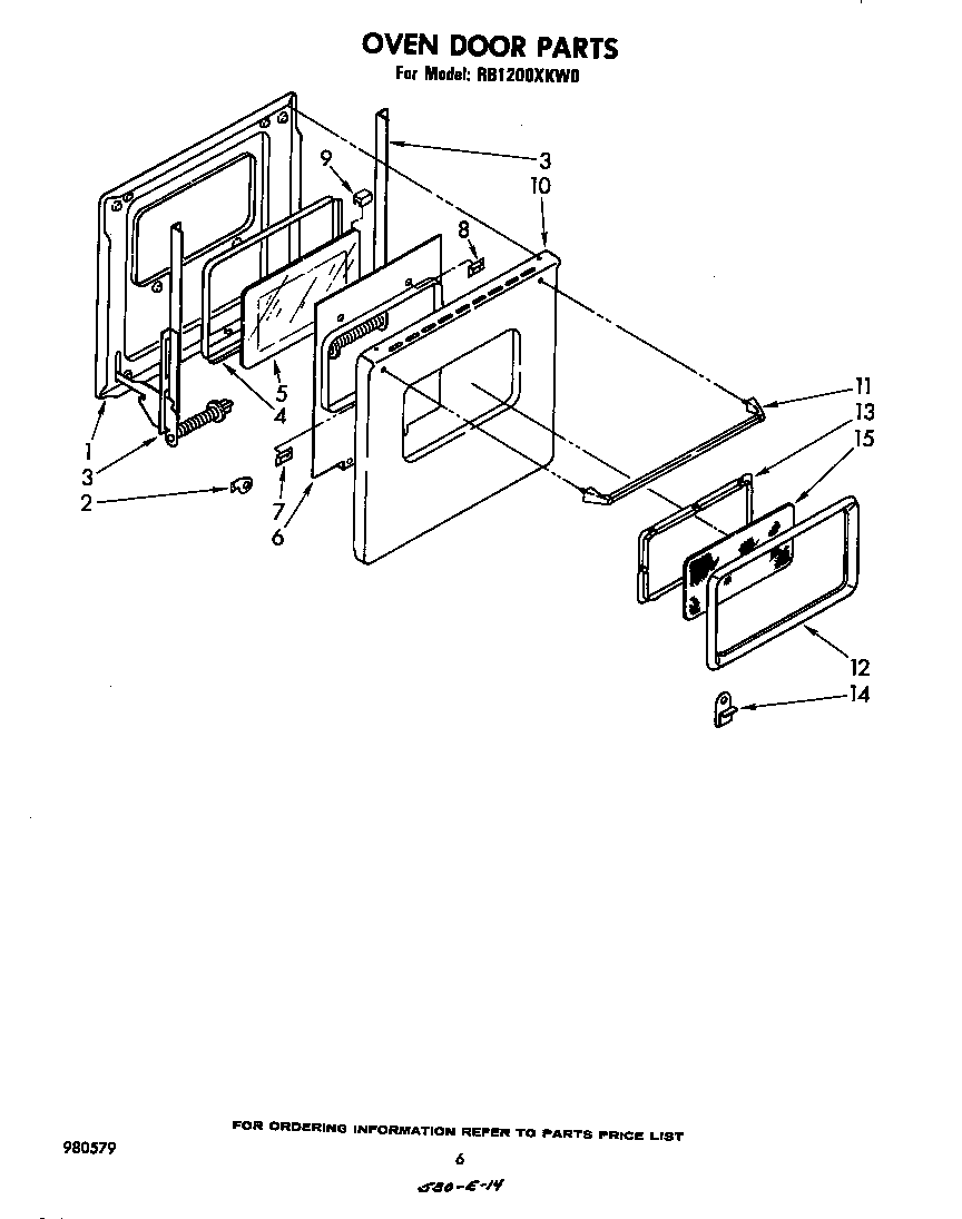 Whirlpool RB1200XKW0 door diagram