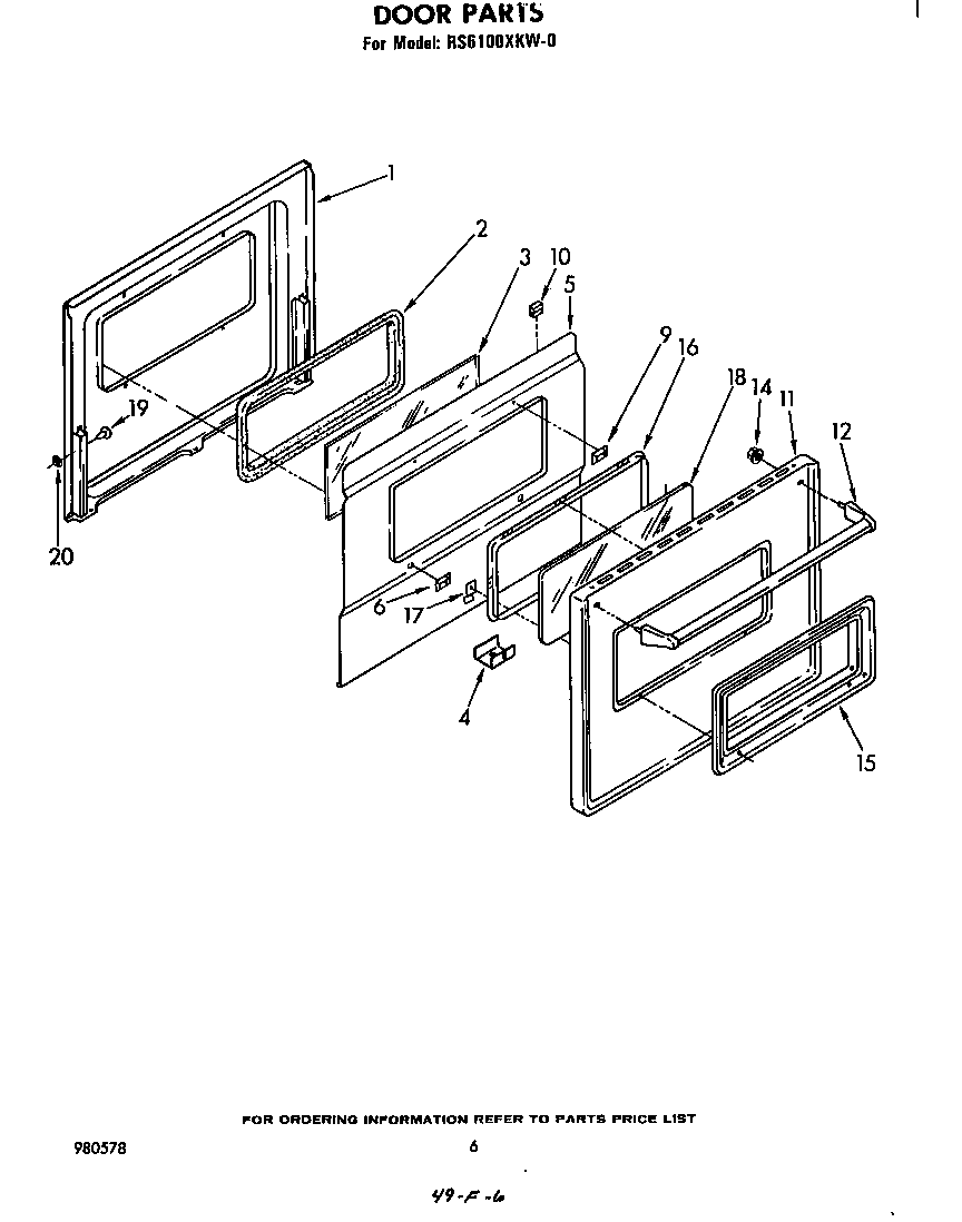 Whirlpool RS6100XKW0 door diagram