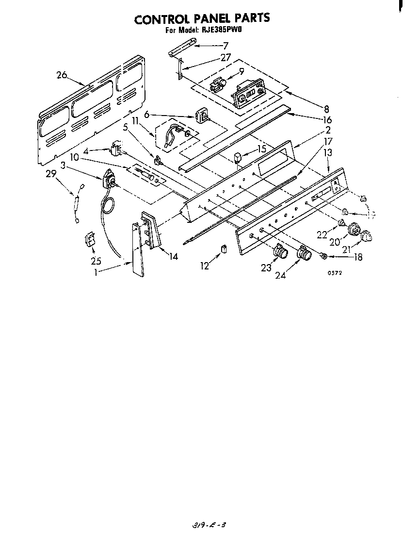 Whirlpool RJE385PW0 control panel diagram