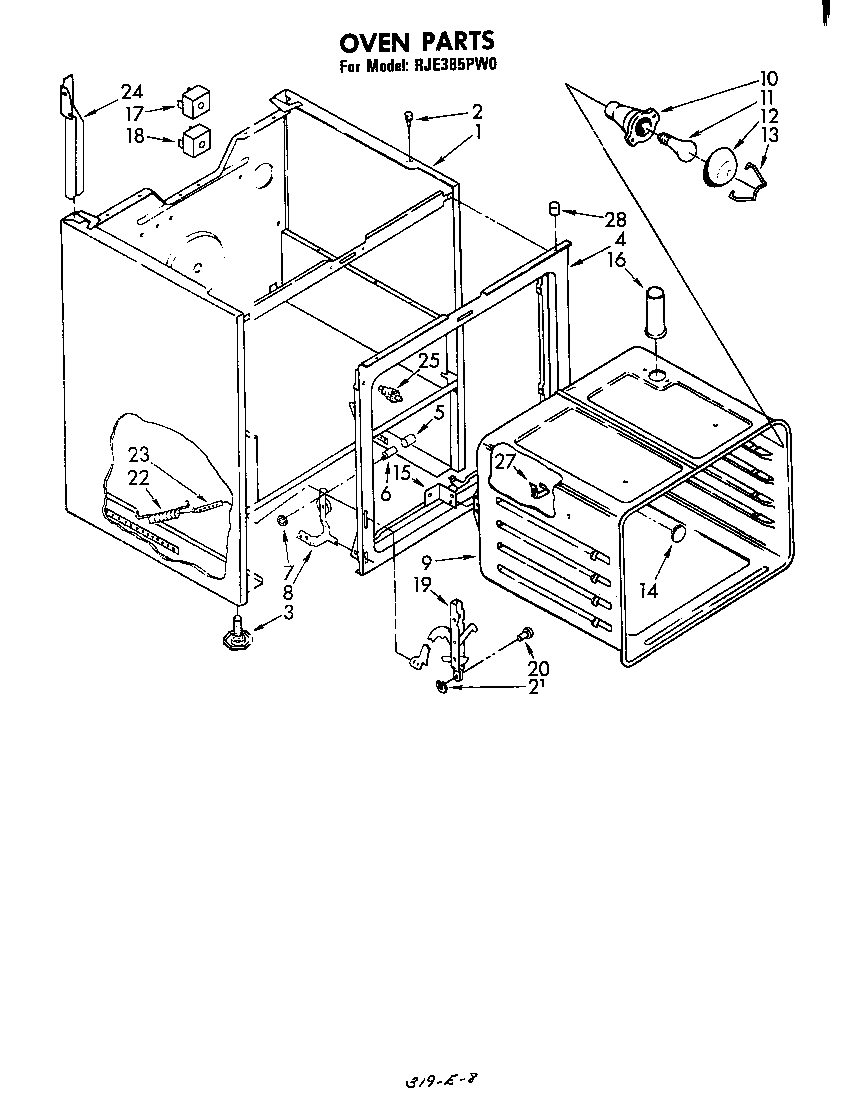 Whirlpool RJE385PW0 oven diagram