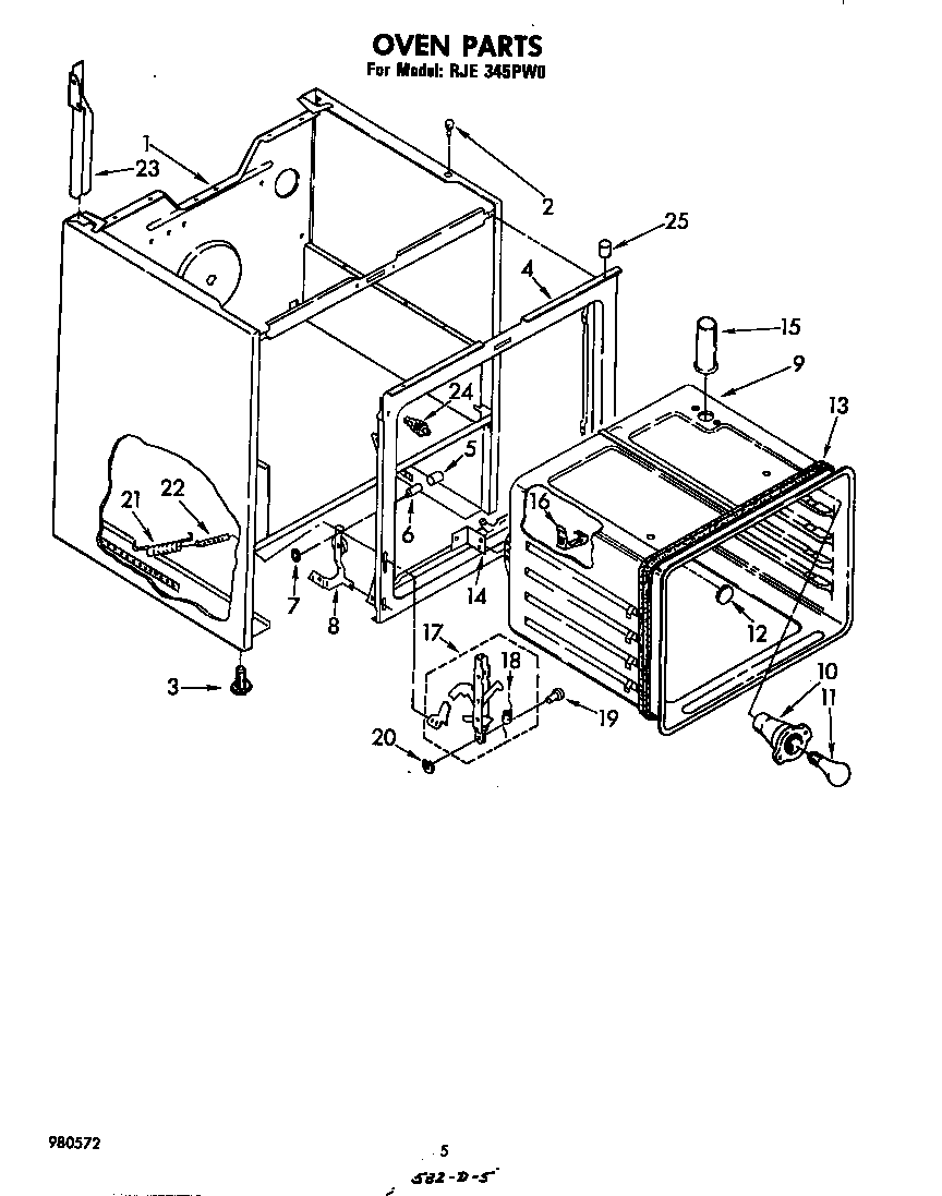 Whirlpool RJE345PW0 oven diagram
