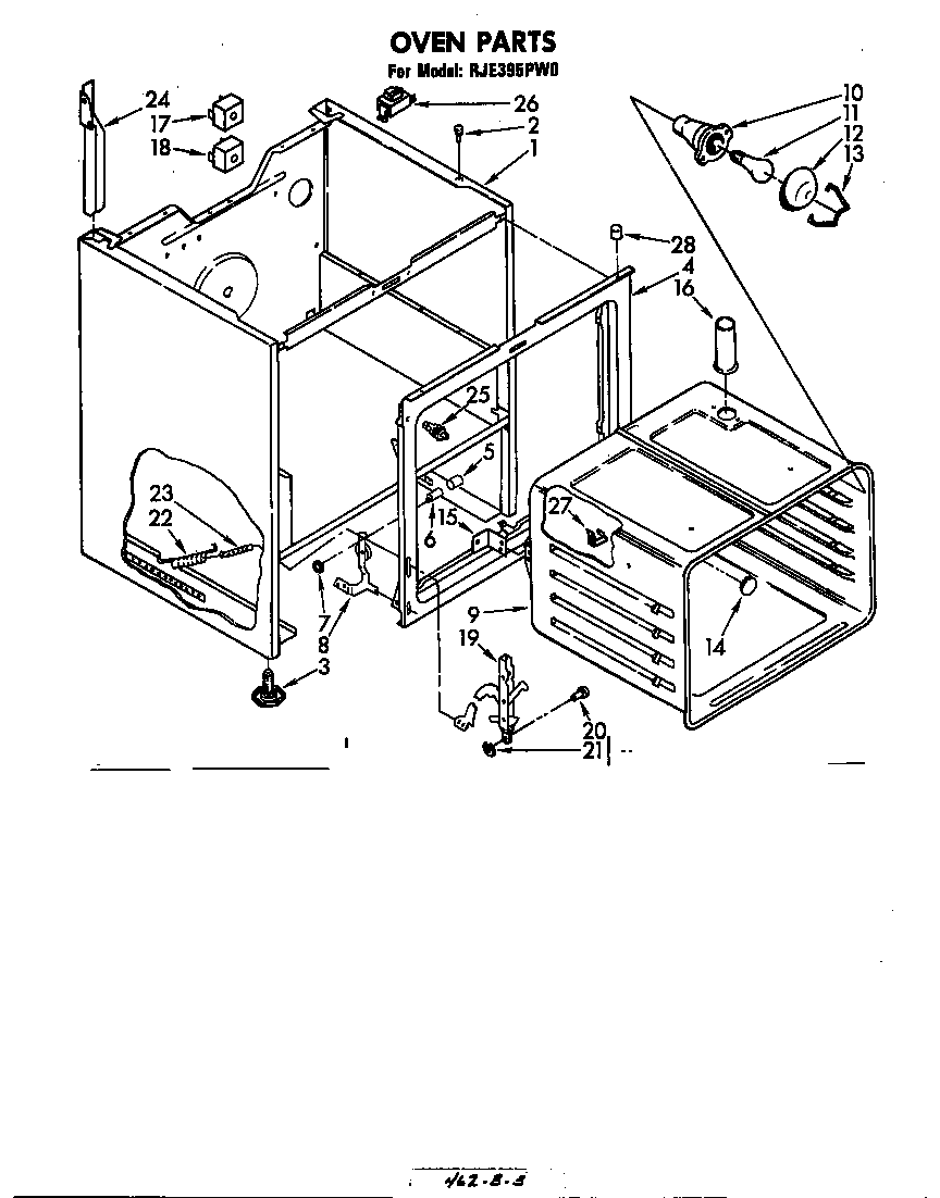Whirlpool RJE395PW0 oven diagram