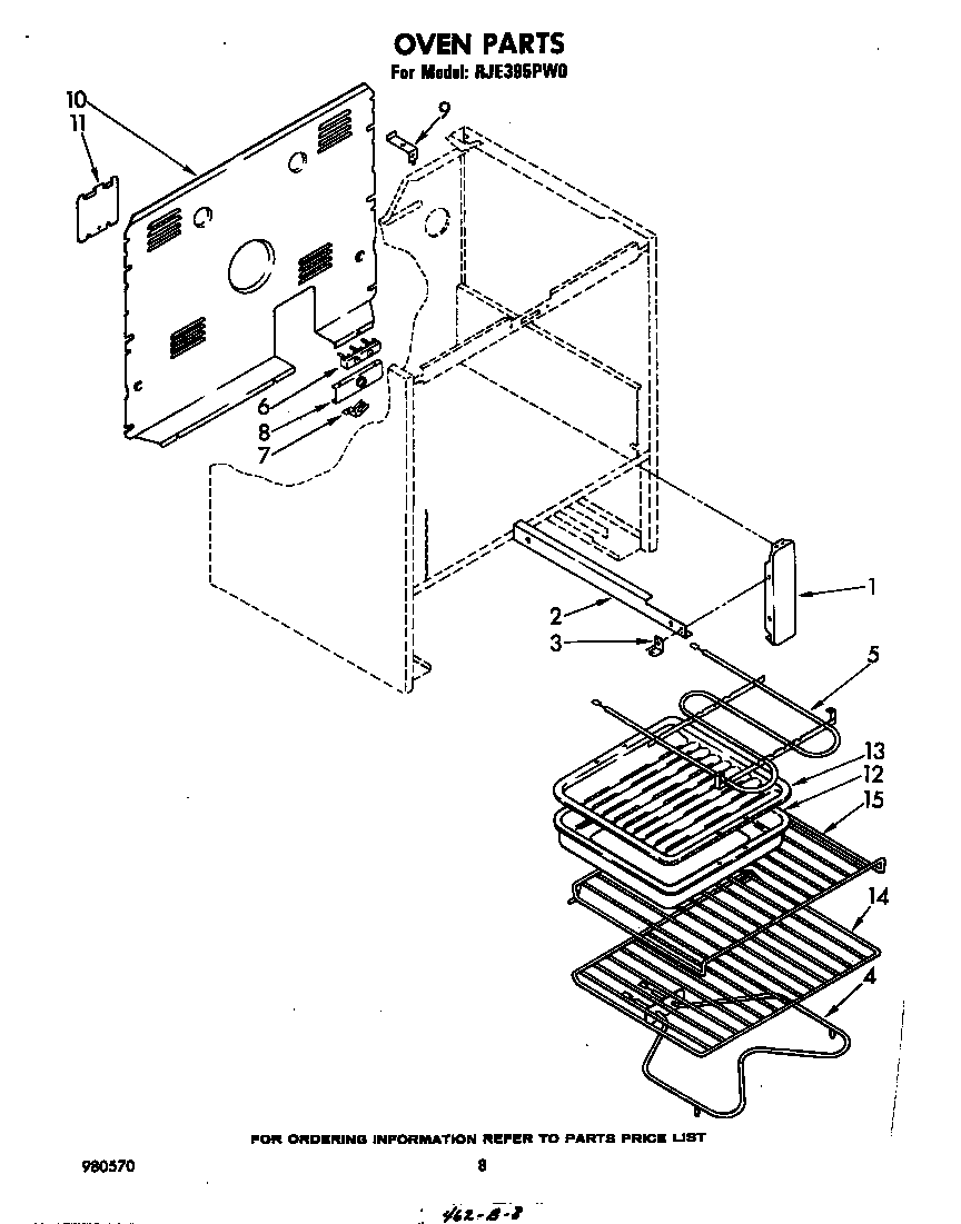 Whirlpool RJE395PW0 oven diagram