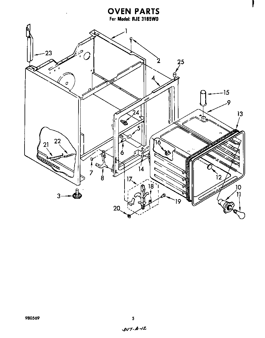 Whirlpool RJE3165W0 oven diagram