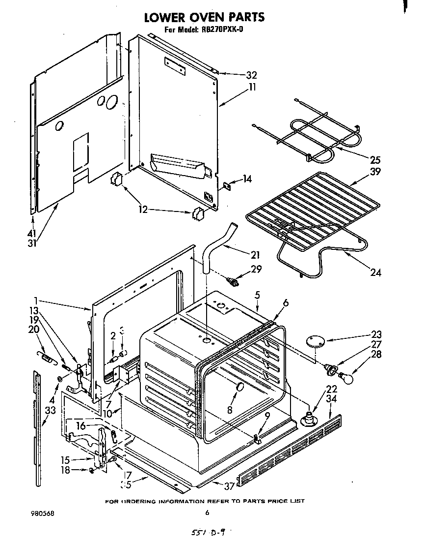 Whirlpool RB270PXK0 lower oven diagram