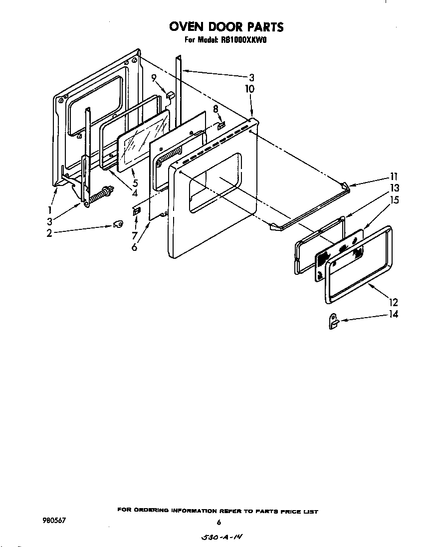 Whirlpool RB1000XKW0 door diagram