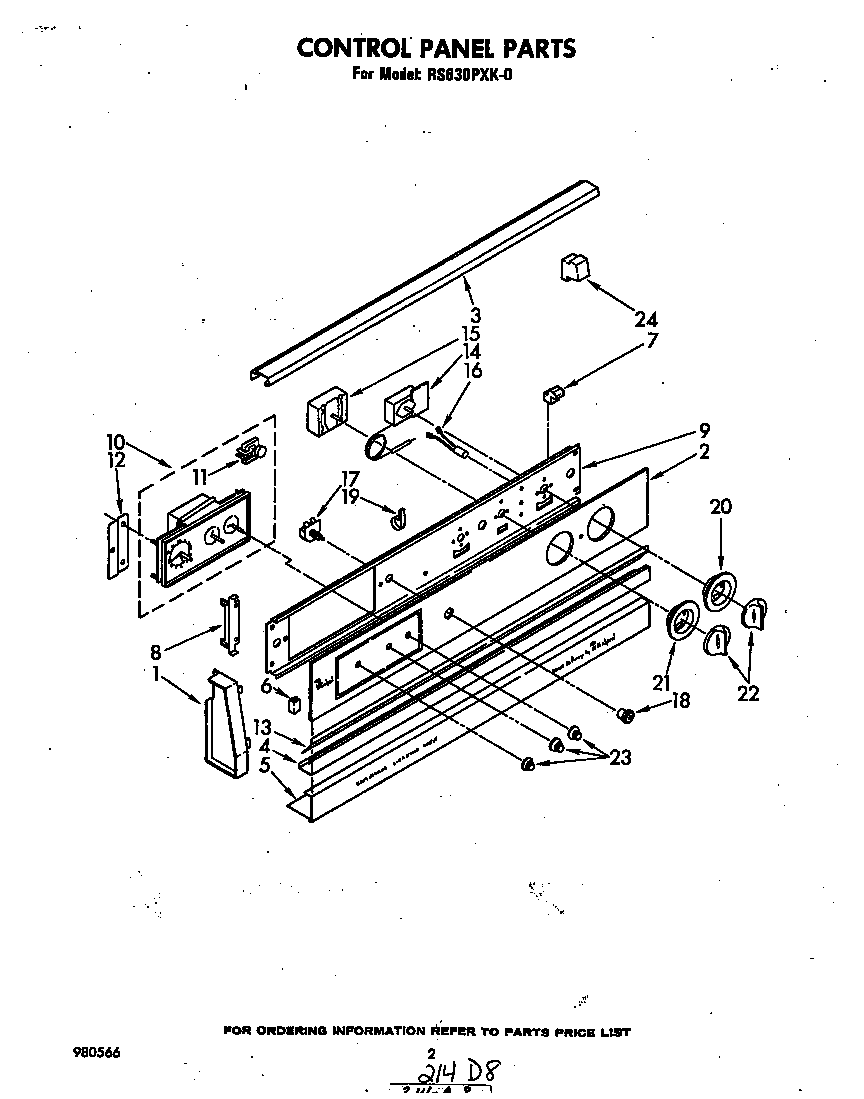 Whirlpool RS630PXK0 control panel diagram