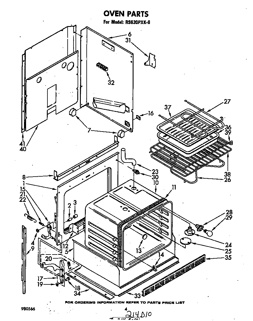 Whirlpool RS630PXK0 oven diagram