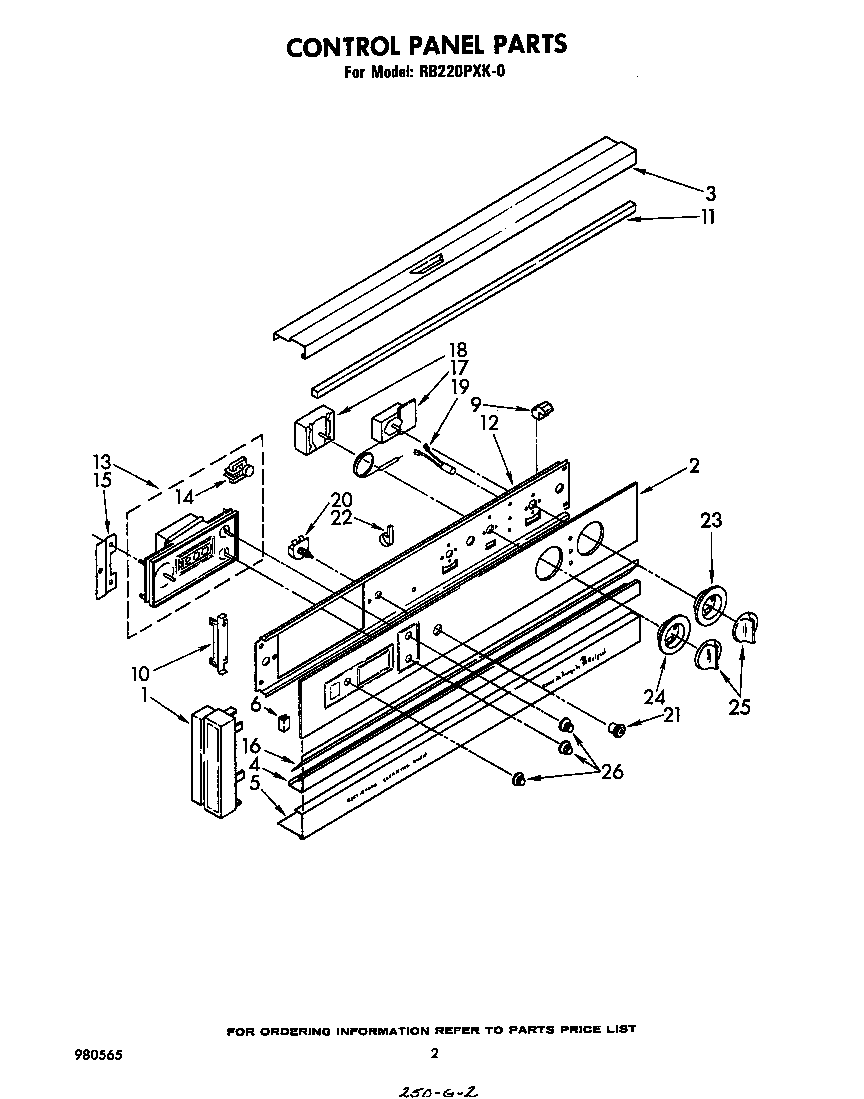 Whirlpool RB220PXK0 control panel diagram