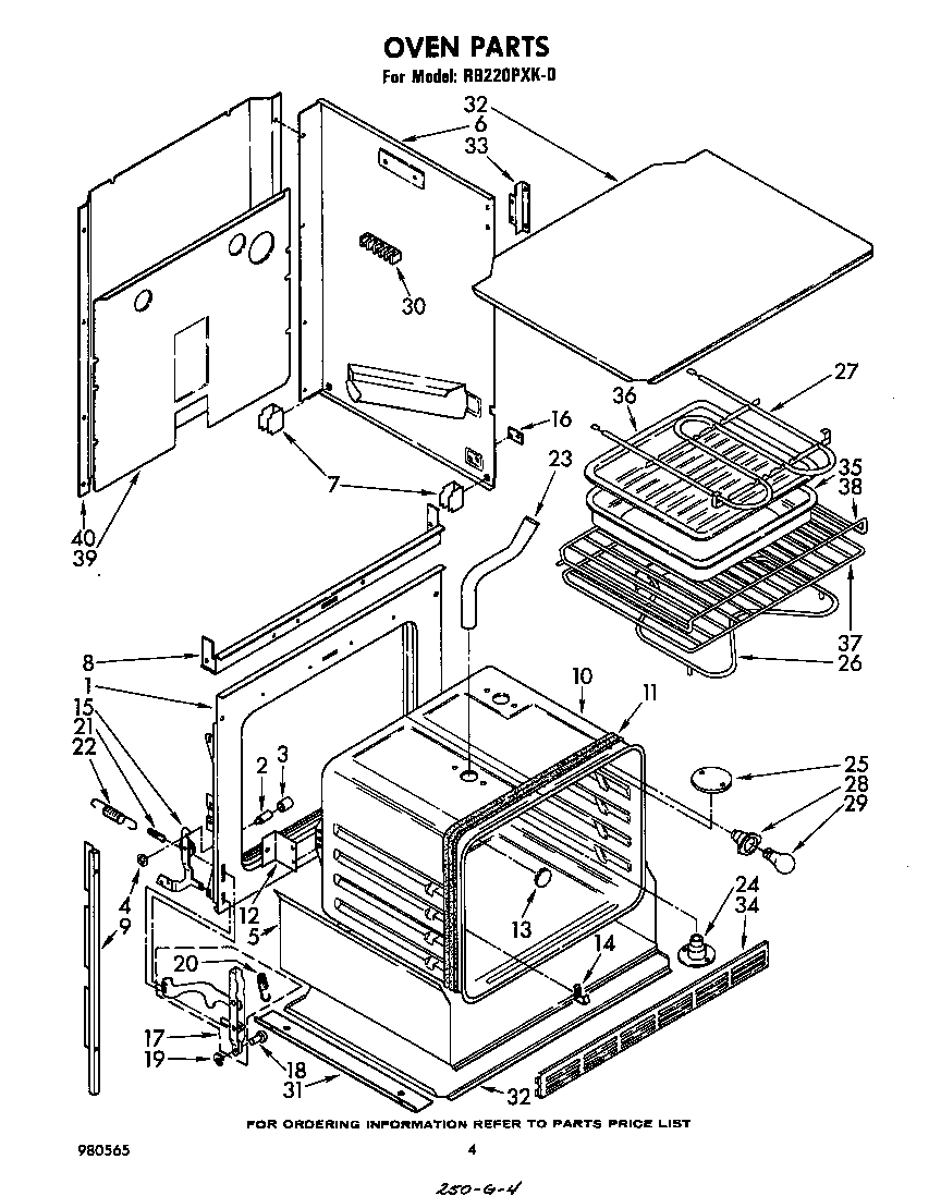 Whirlpool RB220PXK0 oven diagram