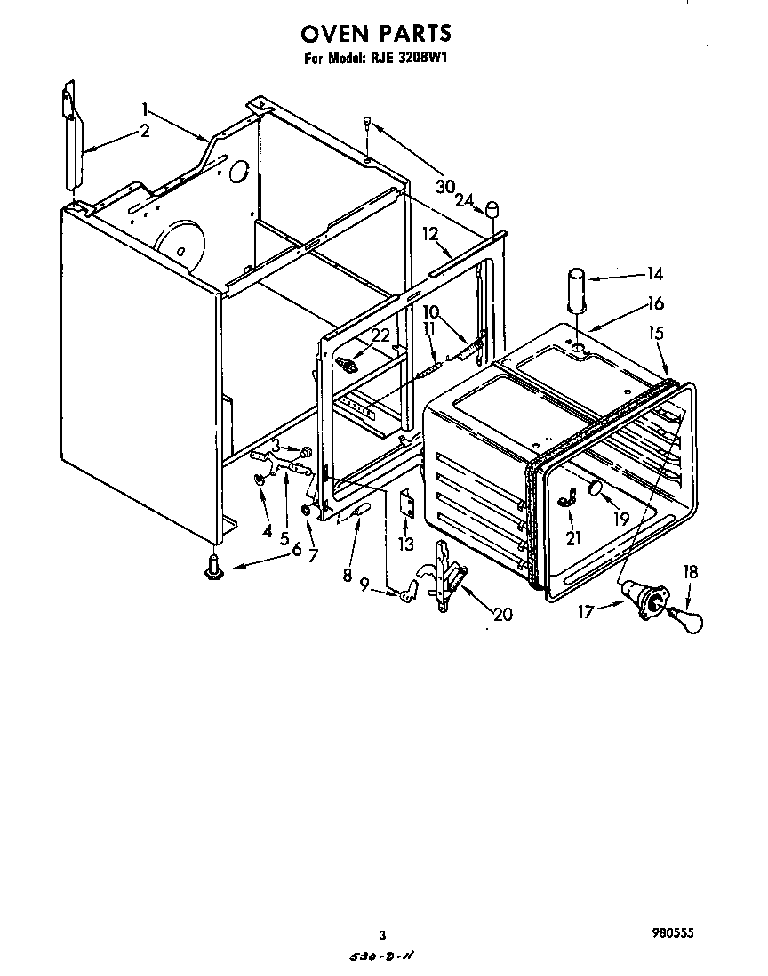Whirlpool RJE320BW1 oven diagram